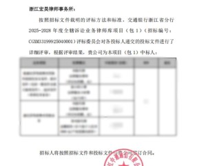 宏昊动态 | 浙江宏昊律师事务所中标交通银行浙江省分行诉讼业务律师库项目